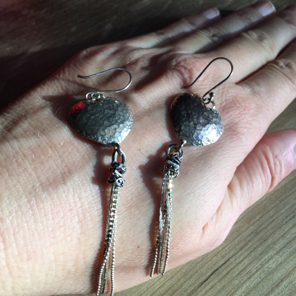 .925 Sterling Silver Heart and Strands Earrings - Picture 5 of 8